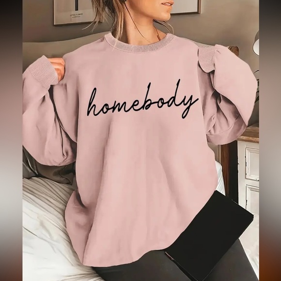 boutique Tops - Homebody Long sleeve Graphic Pullover Sweatshirt NEW